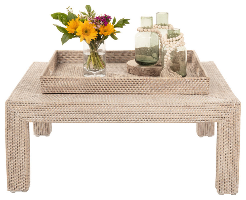 La Jolla Rattan Square Coffee Table   Tropical   Coffee Tables   by KOUBOO  Houzz