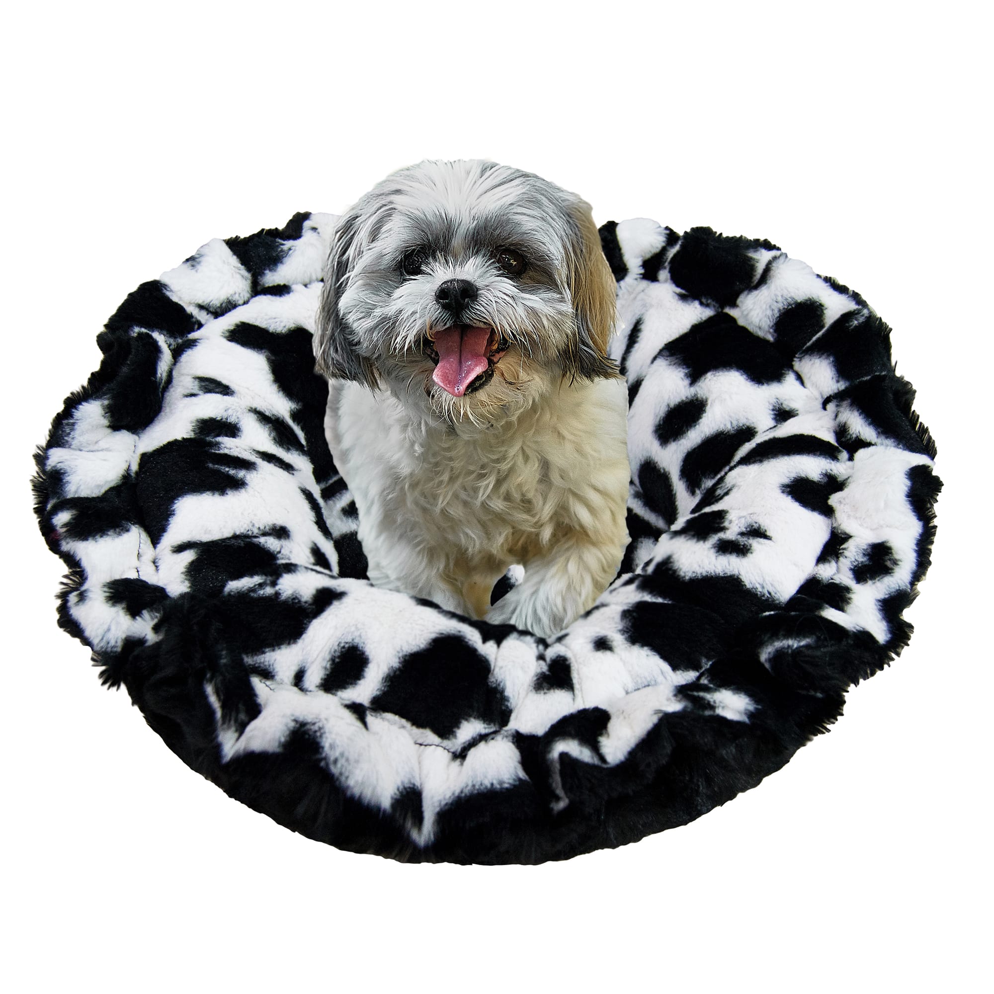 Bessie  Barnie Ultra Plush Deluxe Spotted Pony Black Puma Pet Lily Pod Cat Bed， 24