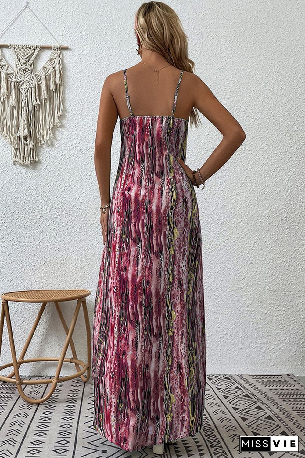 Tie Dye Printing Spaghetti Maxi Dress