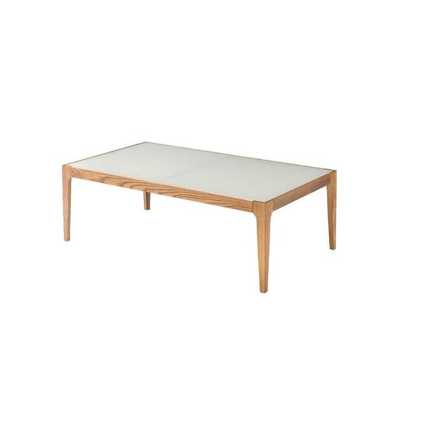 Wood Coffee Table in Natural and Frosted Glass-43