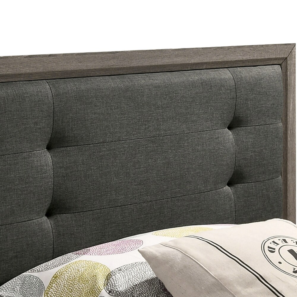 Aury Transitional Grey Wood Tufted 2 Piece Panel Bed and Trundle Set by Furniture of America