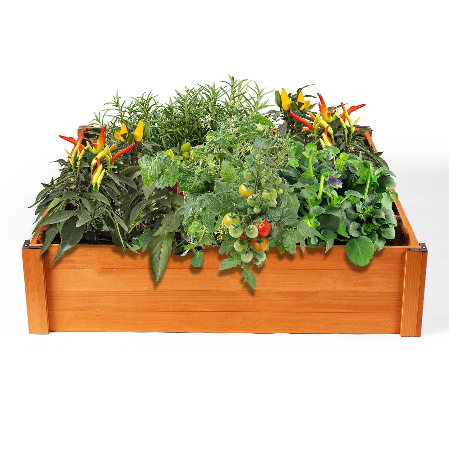 Outdoor Garden Ground Planter Box Home Work Set for Flower, Vegetable, Fruit Growing Made of Natural Wood by LAZYLAND