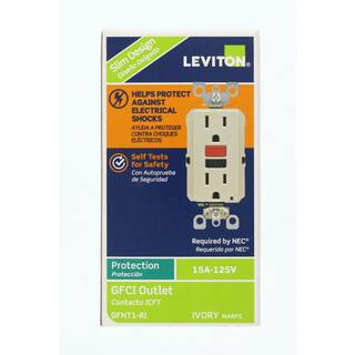 Leviton 15 Amp Self-Test SmartlockPro Slim Duplex GFCI Outlet Ivory R71-GFNT1-0RI