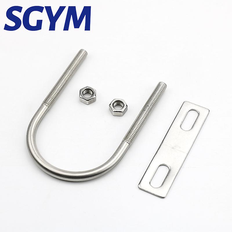 2pcs 304 Stainless Steel U-shaped Screw Buckle U Bolt M6 M8 Pipe Clamp U-clip Fillet With Strap Nuts Washers  Kit