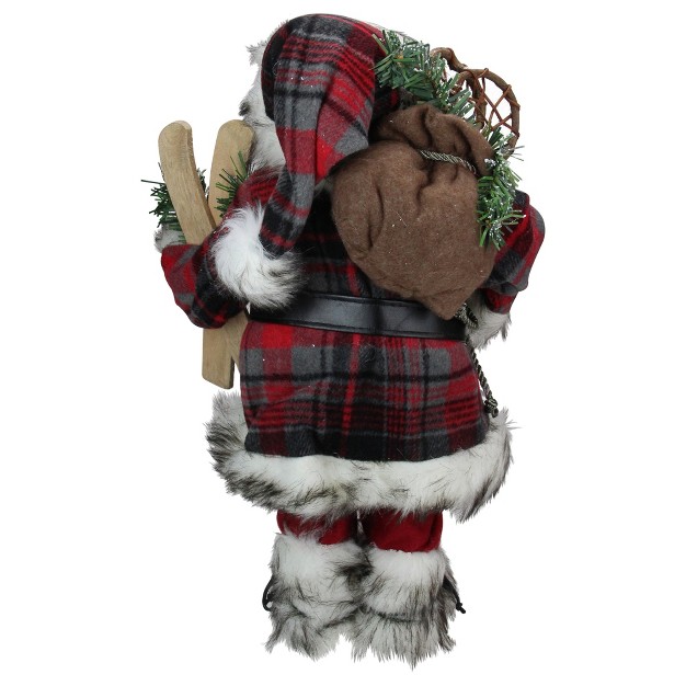 Alpine Chic Standing Santa Claus With Snowshoes And Skis Christmas Figure