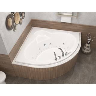 Universal Tubs Jasper Diamond 5 ft. Acrylic Corner Drop-in Air and Whirlpool Bathtub in White HD6060ADRX