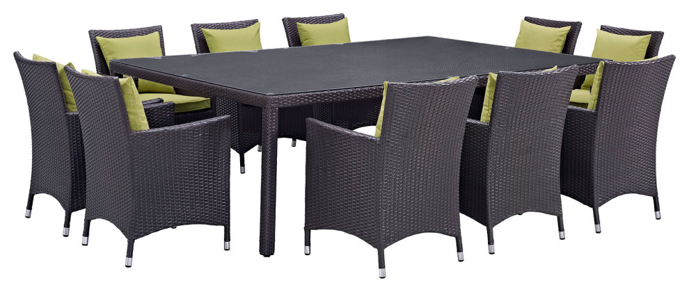 Convene 11 Piece Outdoor Wicker Rattan Dining Set   Tropical   Outdoor Dining Sets   by Modern Furniture LLC  Houzz