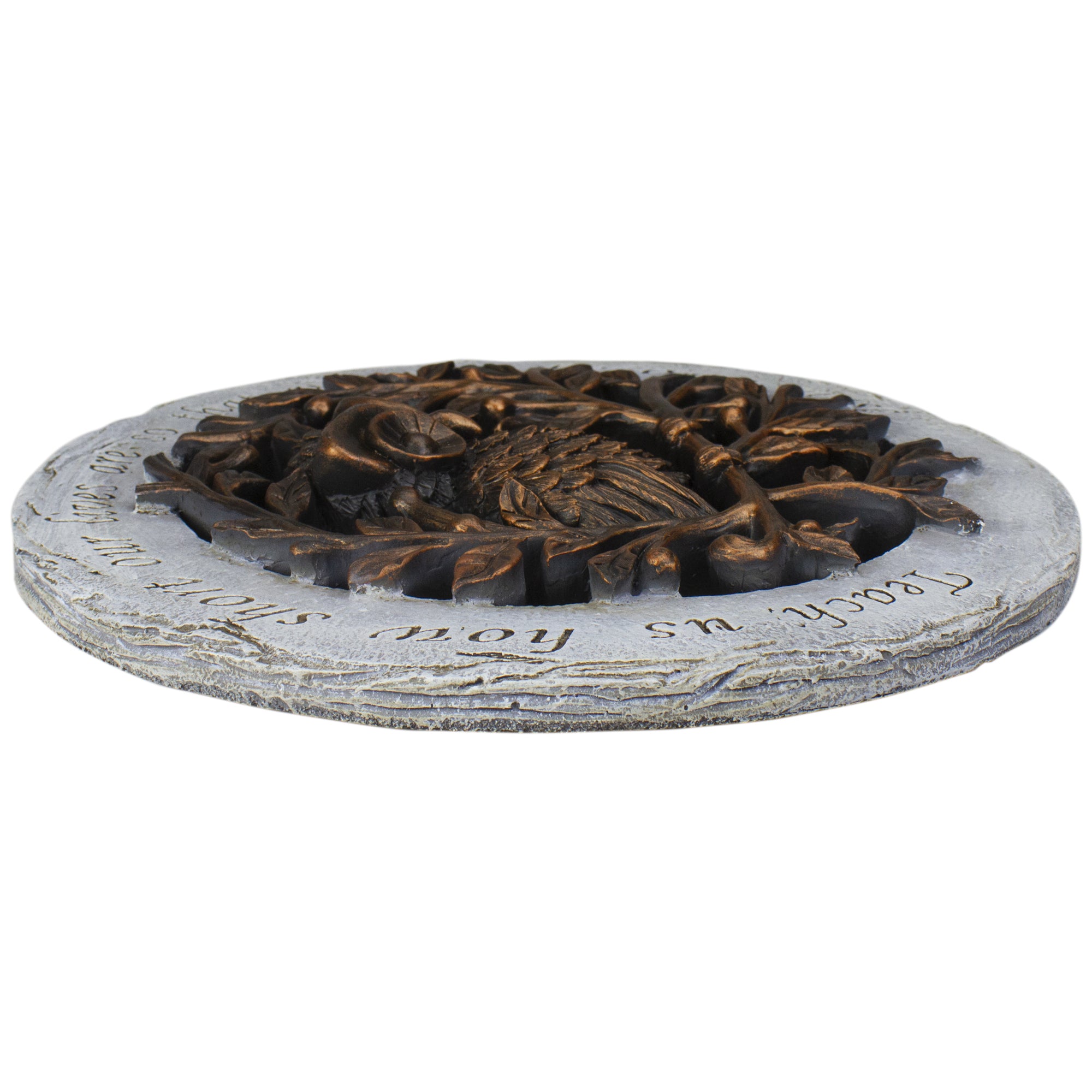 Roman 12" Round Wise Owl Outdoor Garden Stepping Stone - Bronze/Gray