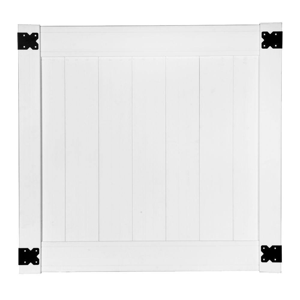 Veranda Pro Series 4 ft. W x 4 ft. H White Vinyl Woodbridge Privacy Fence Gate 144714