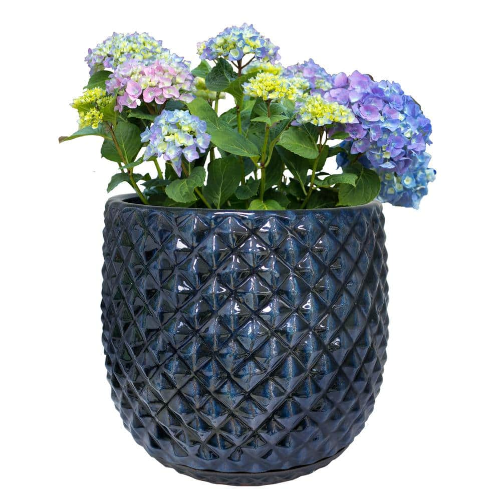 Vigoro 12 in. Blue Preston Ceramic Planter Decorative Pot CR00869S-120M