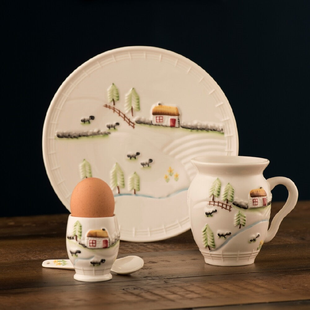 Belleek Classic Connemara Egg Cup & Spoon