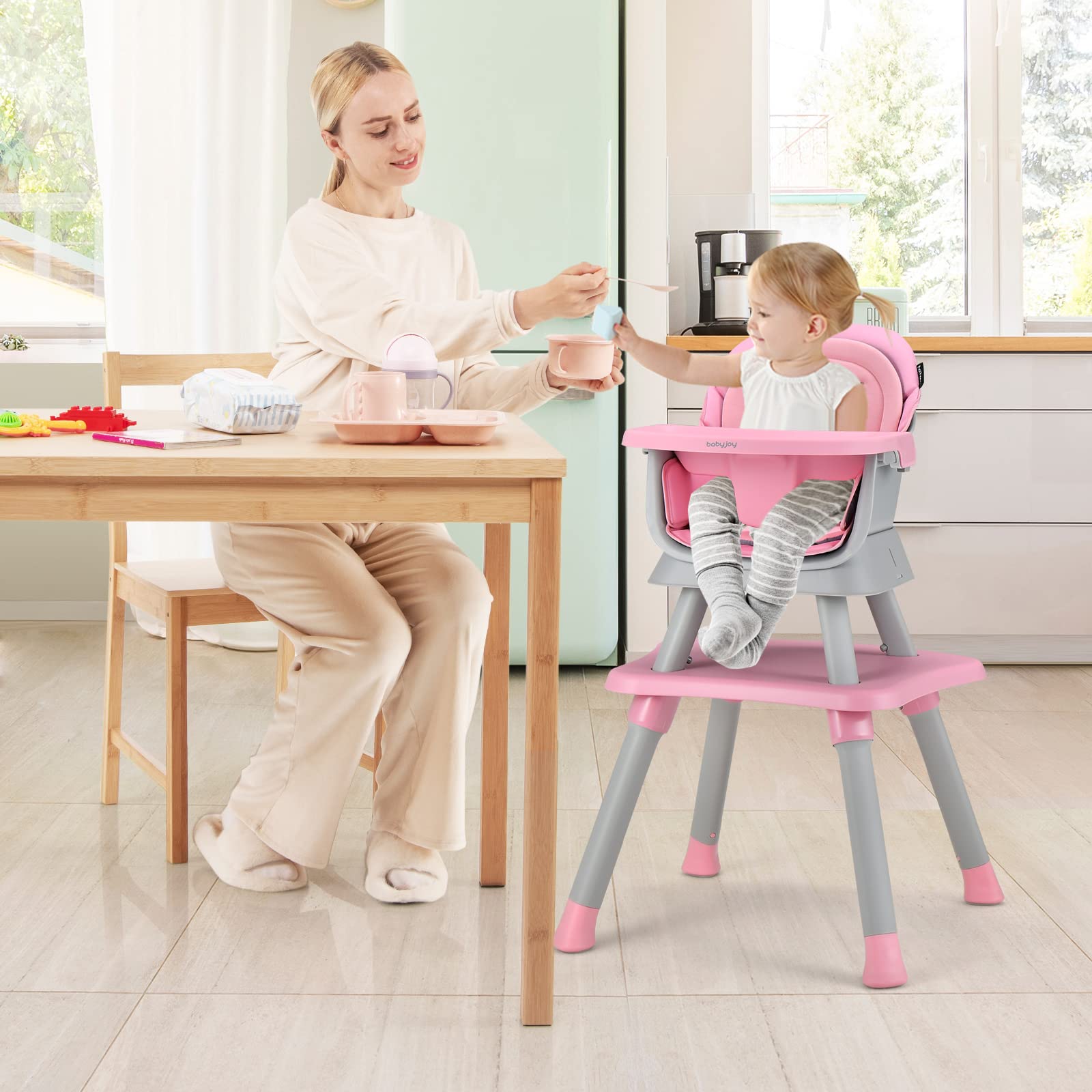 Costzon Baby High Chair, 8 in 1 Convertible Highchair for Babies & Toddlers