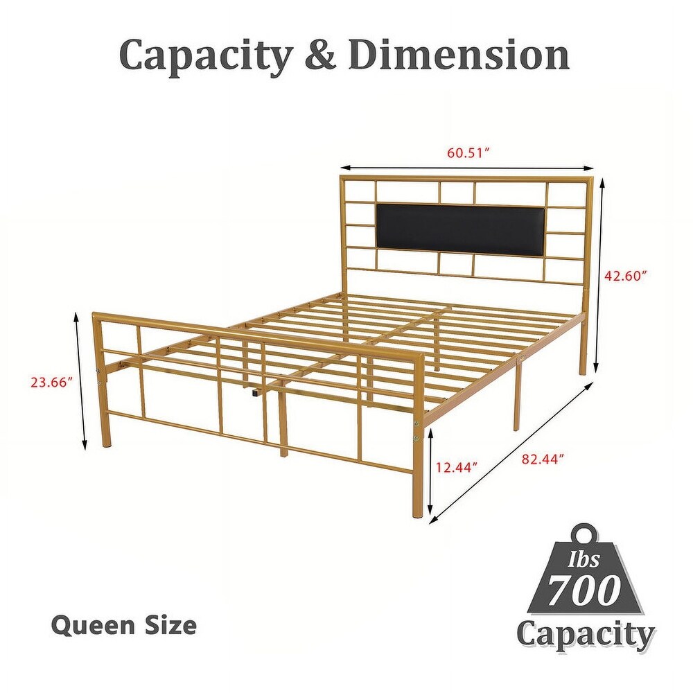 Goutwel Metal Platform Bed Frame with Headboard and Footboard