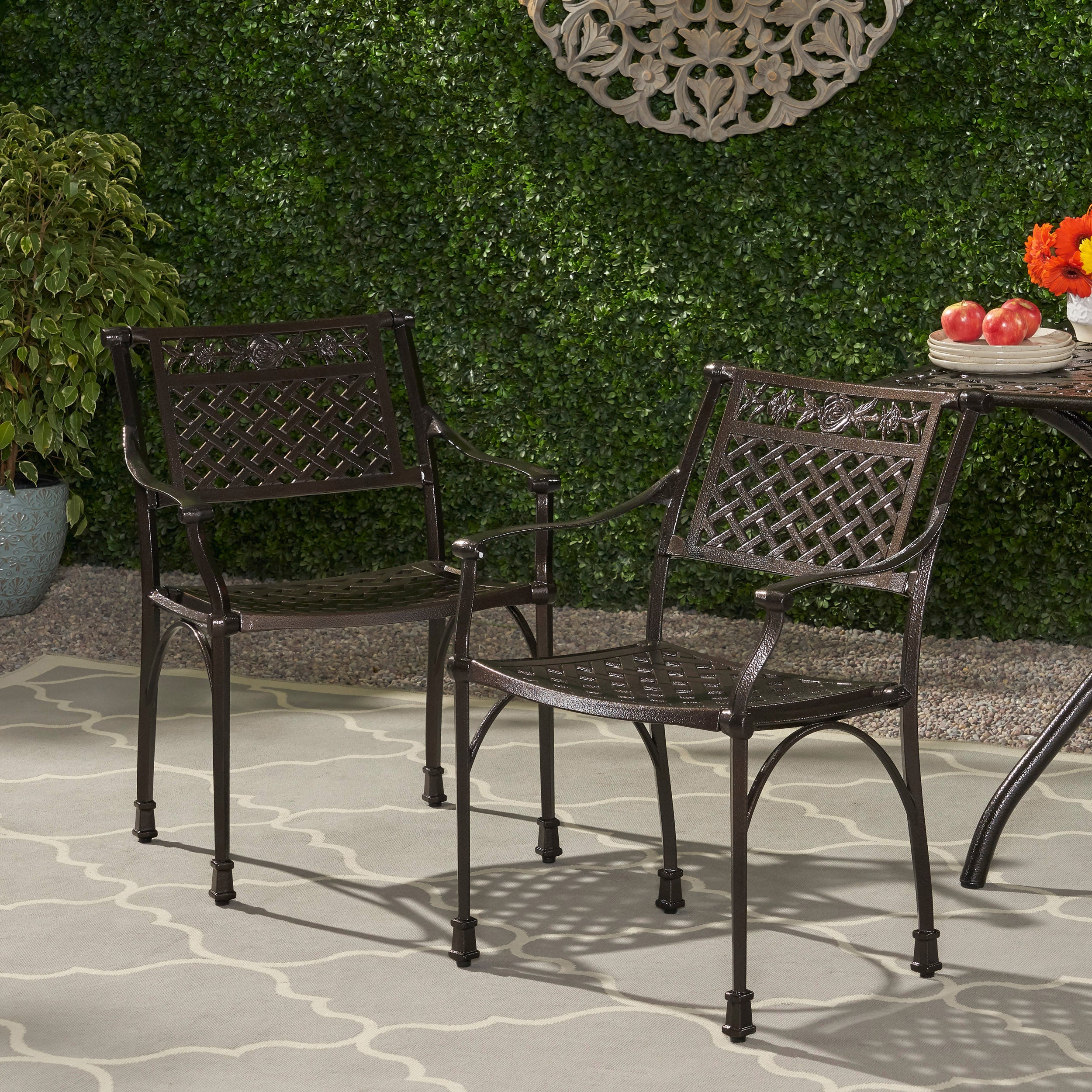 Ridgecrest Traditional Outdoor Aluminum Dining Chair (Set of 2)