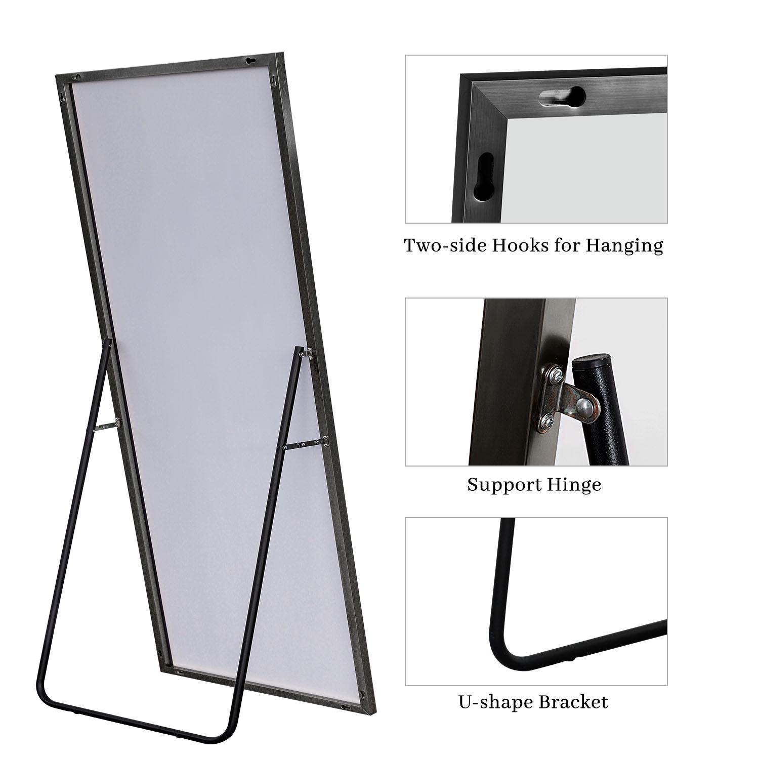 Neutype 65 x22  Black Rectangular Full Length Floor Mirror with Stand Aluminum Alloy Frame  Crowdfused