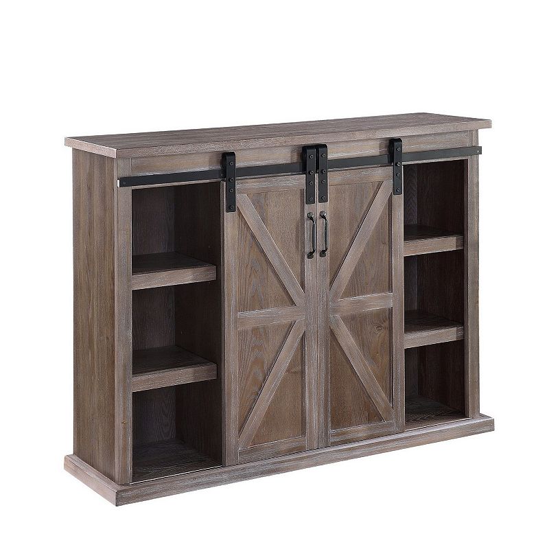 TV Stand with 2 Barn Sliding Doors and Farmhouse Style， Rustic Brown