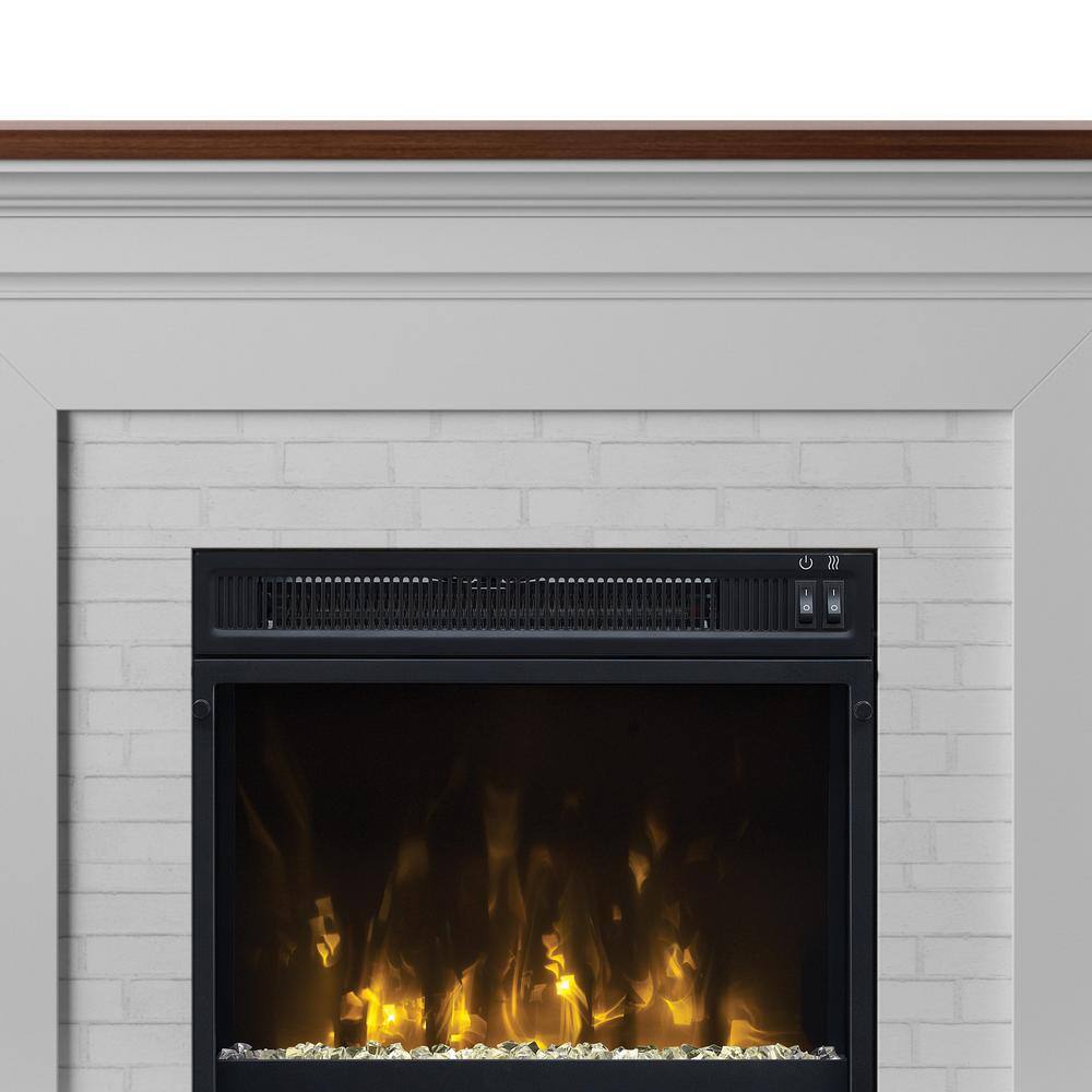 Twin Star Home Farmhouse 47.38 in. Freestanding Electric Fireplace Wall Mantel with Faux Brick in White 23WM6623-TPT01S