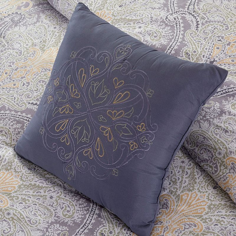 Chania 8 Piece King Bed Set with Paisley Print The Urban Port， Purple and White