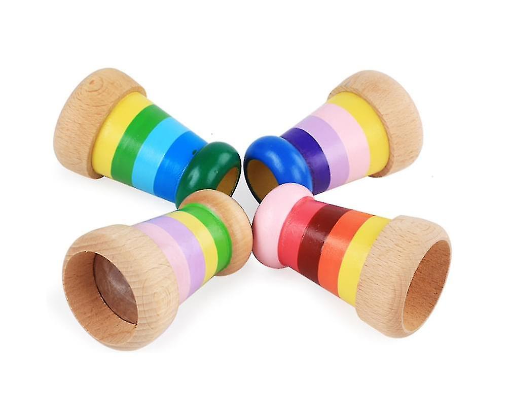 Rainbow Magical Wooden Mini Kaleidoscope Effect Polygon Prism Children Toy - Pink