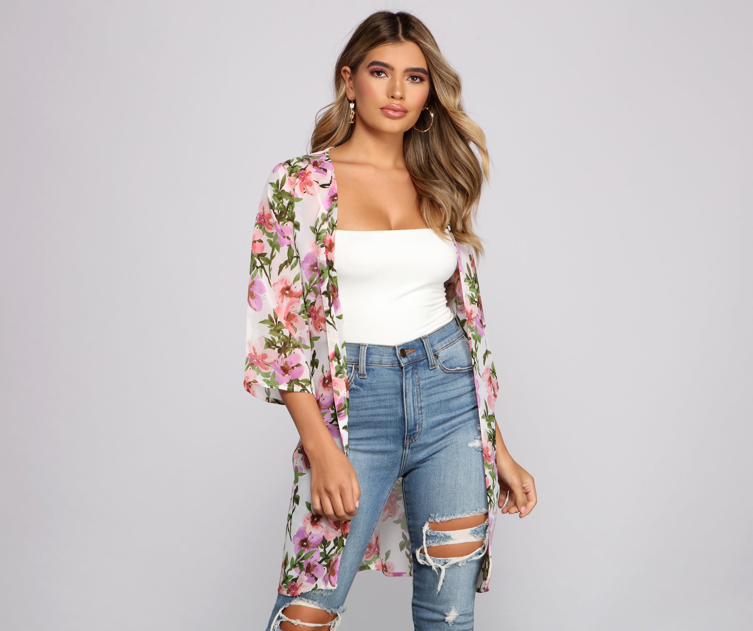 Tropical Dreams Tie Waist Kimono