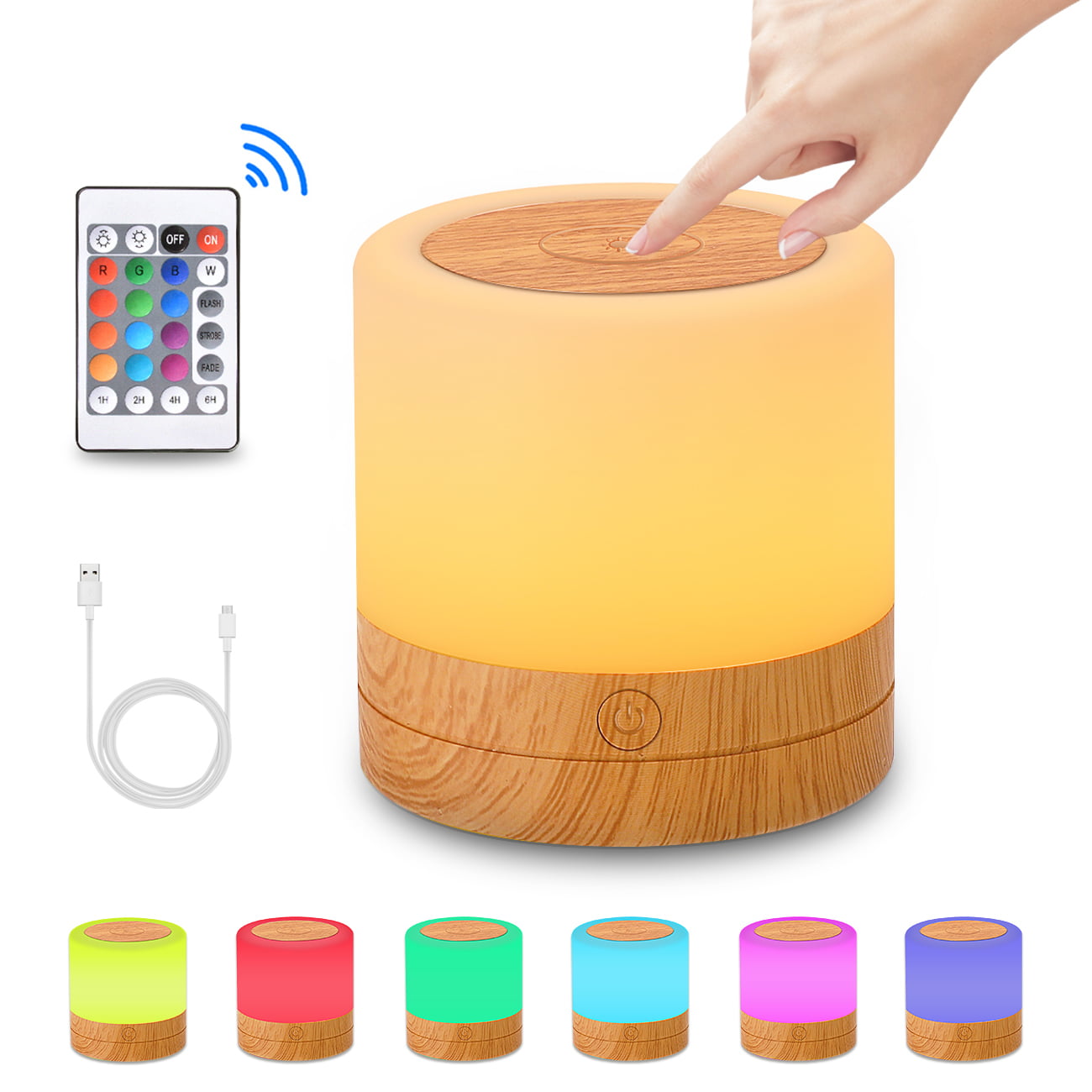 LETOUR Touch Sensor Lamp with Warm White Light and Timer RGB Colour Changing Night Light for Bedroom, Living Room and Office