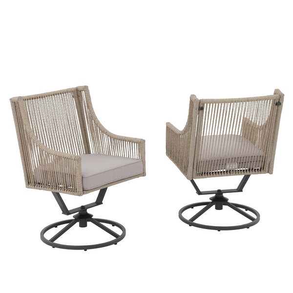 Outdoor Wicker Swivel Chairs with Cushion (Set of 2)