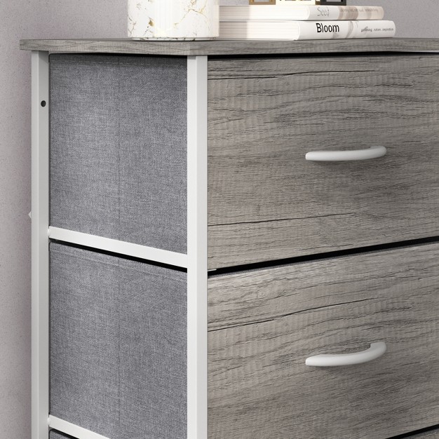 Emma And Oliver 4 Drawer Storage Dresser With Cast Iron Frame Wood Top And Easy Pull Engineered Wood Drawers With Wooden Handles