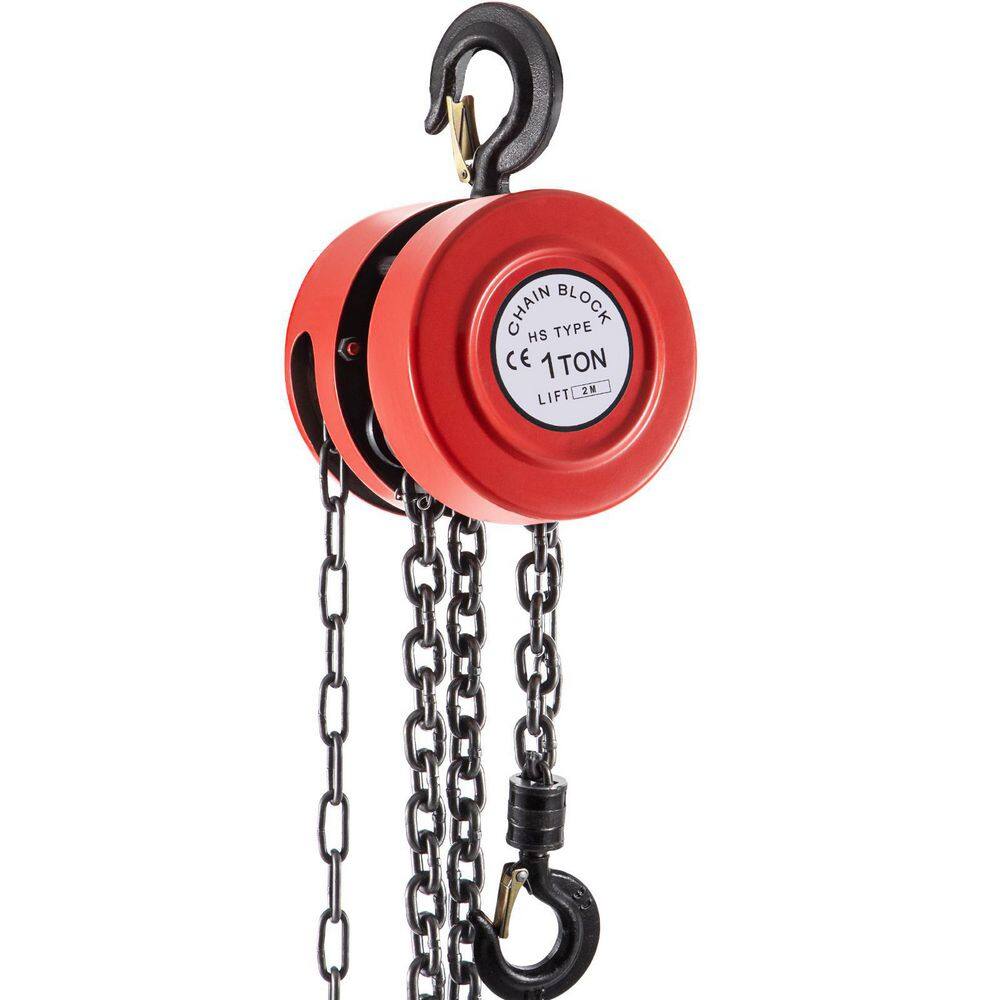 VEVOR Hand Chain Hoist 1-Ton Chain Block 2200 lbs. Capacity and 7 ft. Lift for Lifting Goods in Transport and Factories Red SLHLHSYX1T2M3RDT7V0