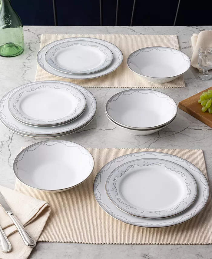 Noritake Satin Flourish 4 Piece Salad Plate Set Service for 4