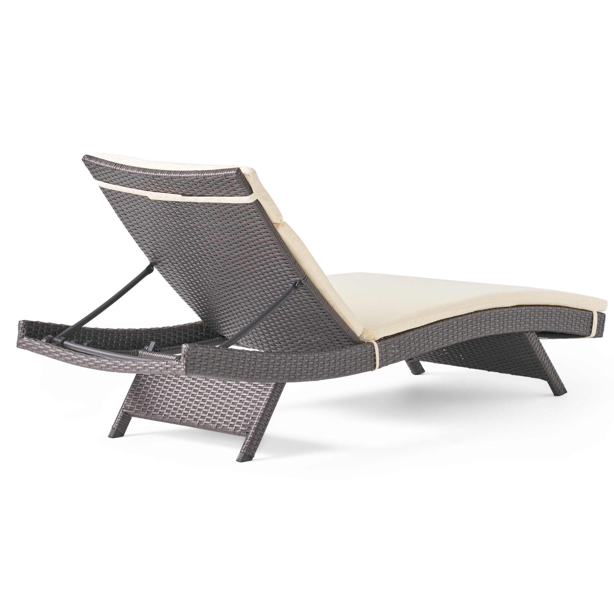 Nassau Outdoor Grey Wicker Adjustable Chaise Lounge with Cushion