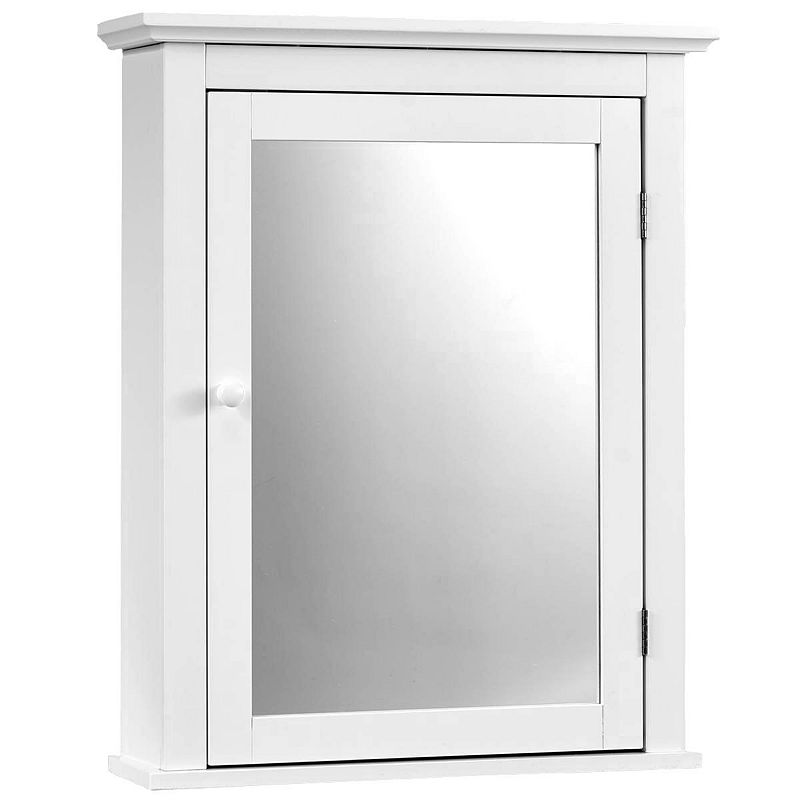 Wall Mounted Bathroom Mirror Cabinet with 5-level Height-adjustable Shelf