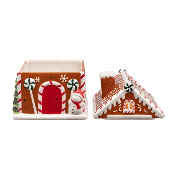 9.5 Ceramic Lit Gingerbread House Cookie Jar