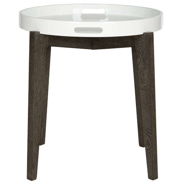 SAFAVIEH Ben White/ Brown Lacquer Side Table - 19.6