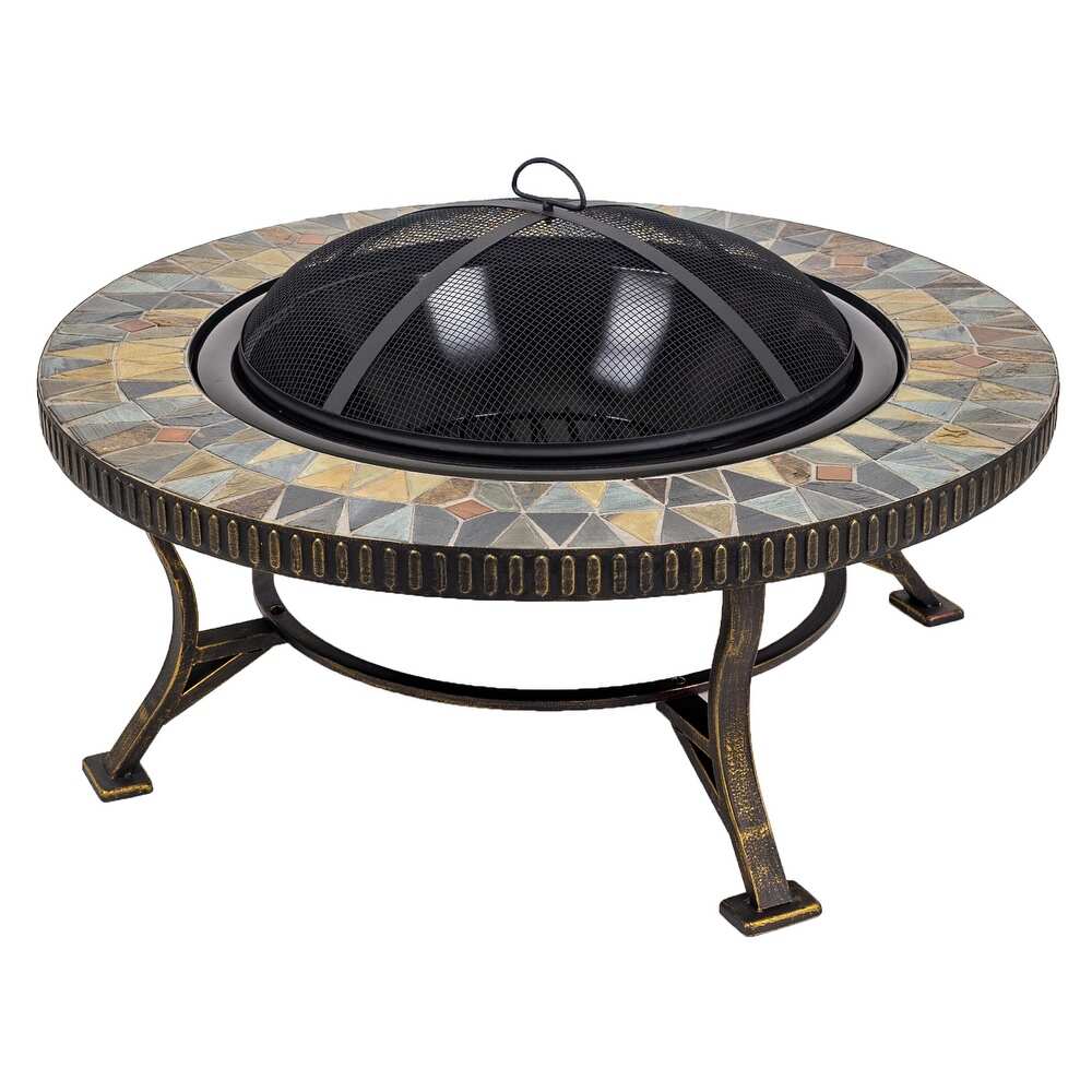 Pleasant Hearth Olivia Slate Top Wood Burning Fire Pit