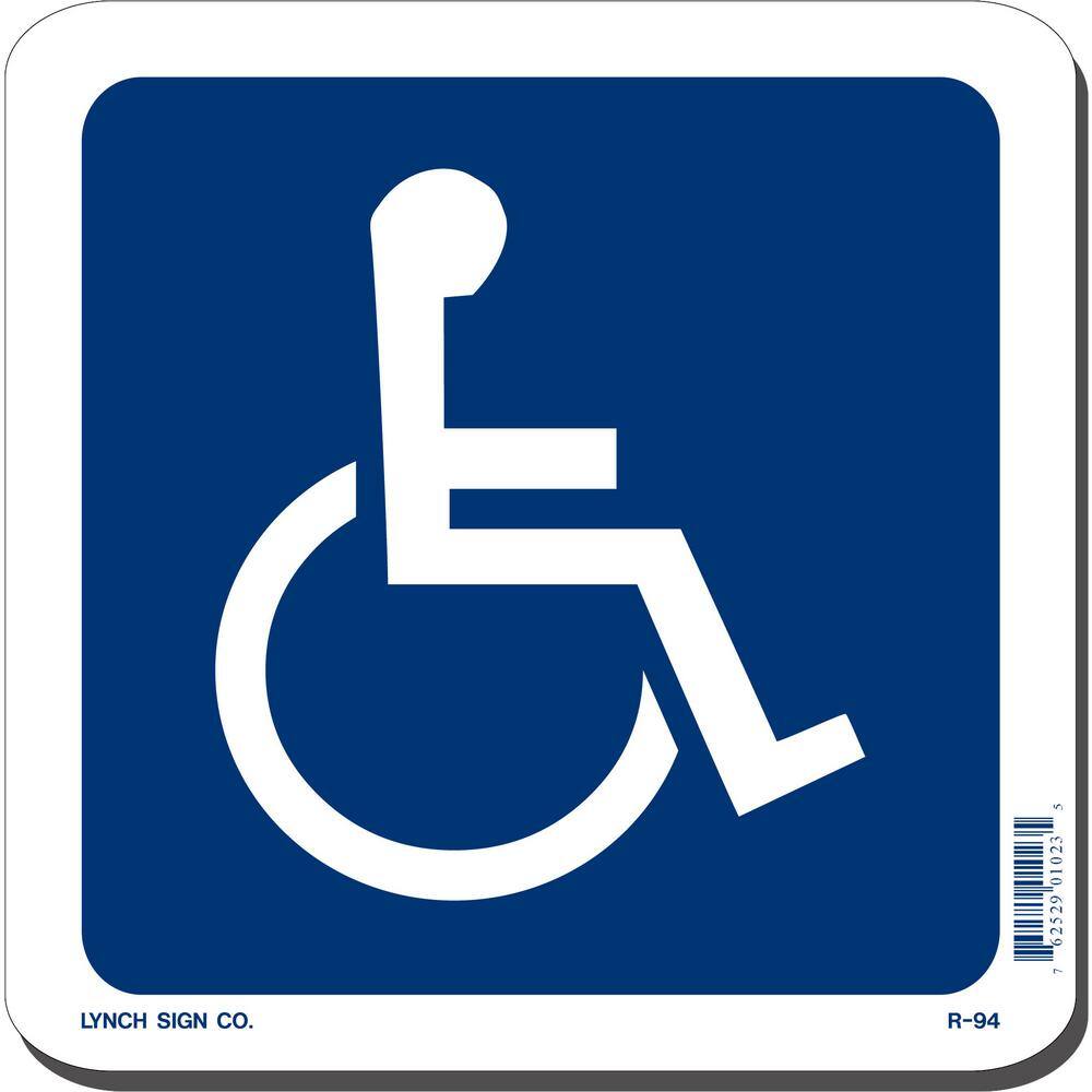 Lynch Sign 7 in. x 7 in. Blue on White Plastic Accessible Symbol Sign R- 94