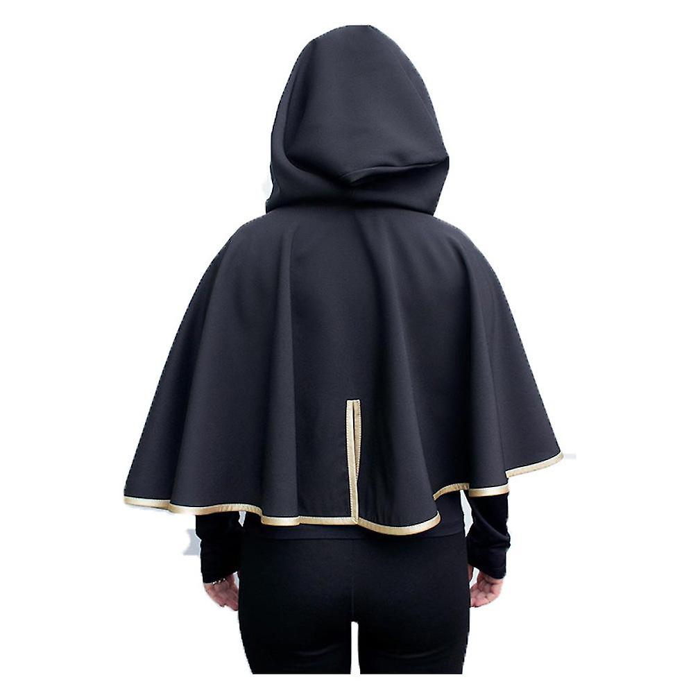 2pcs Halloween Hooded Cape Set Cosplay Black Clover Costume Shawl Short Poncho For Adults