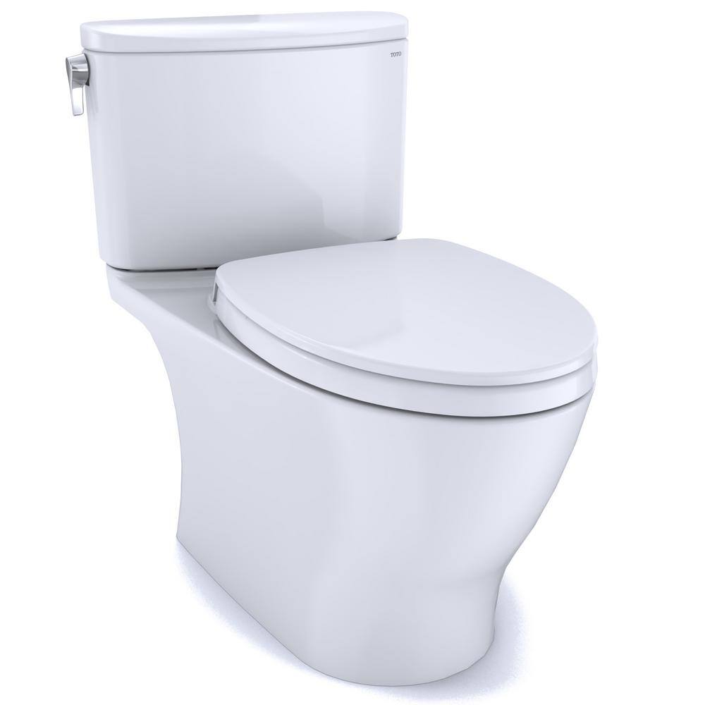 TOTO Nexus 2-Piece 1.28 GPF Single Flush Elongated ADA Comfort Height Toilet with CEFIONTECT in Cotton White Seat Included MS442124CEFG#01