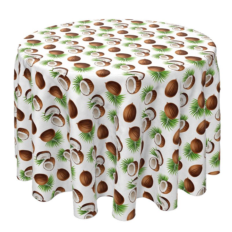 Round Tablecloth， 100% Cotton， 60 Round， Coconut Paradise