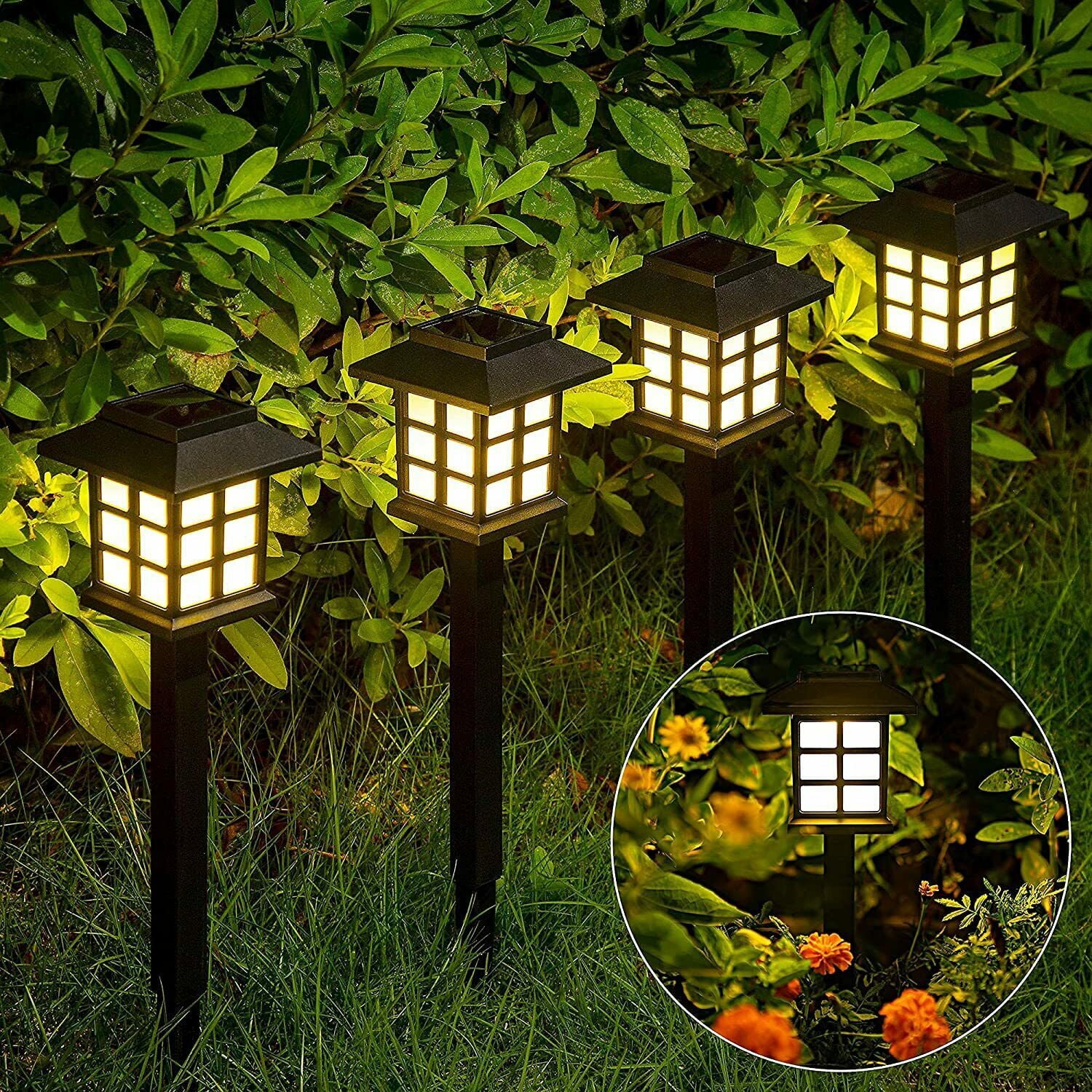 12 pack Solar Pathway Lights Outdoor LED Solar Powered Garden Lights - Warm White