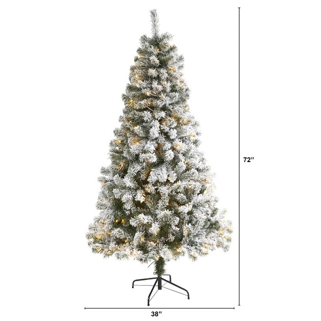 6ft Nearly Natural Pre-lit Led Flocked West Virginia Fir Artificial Christmas Tree Clear Lights