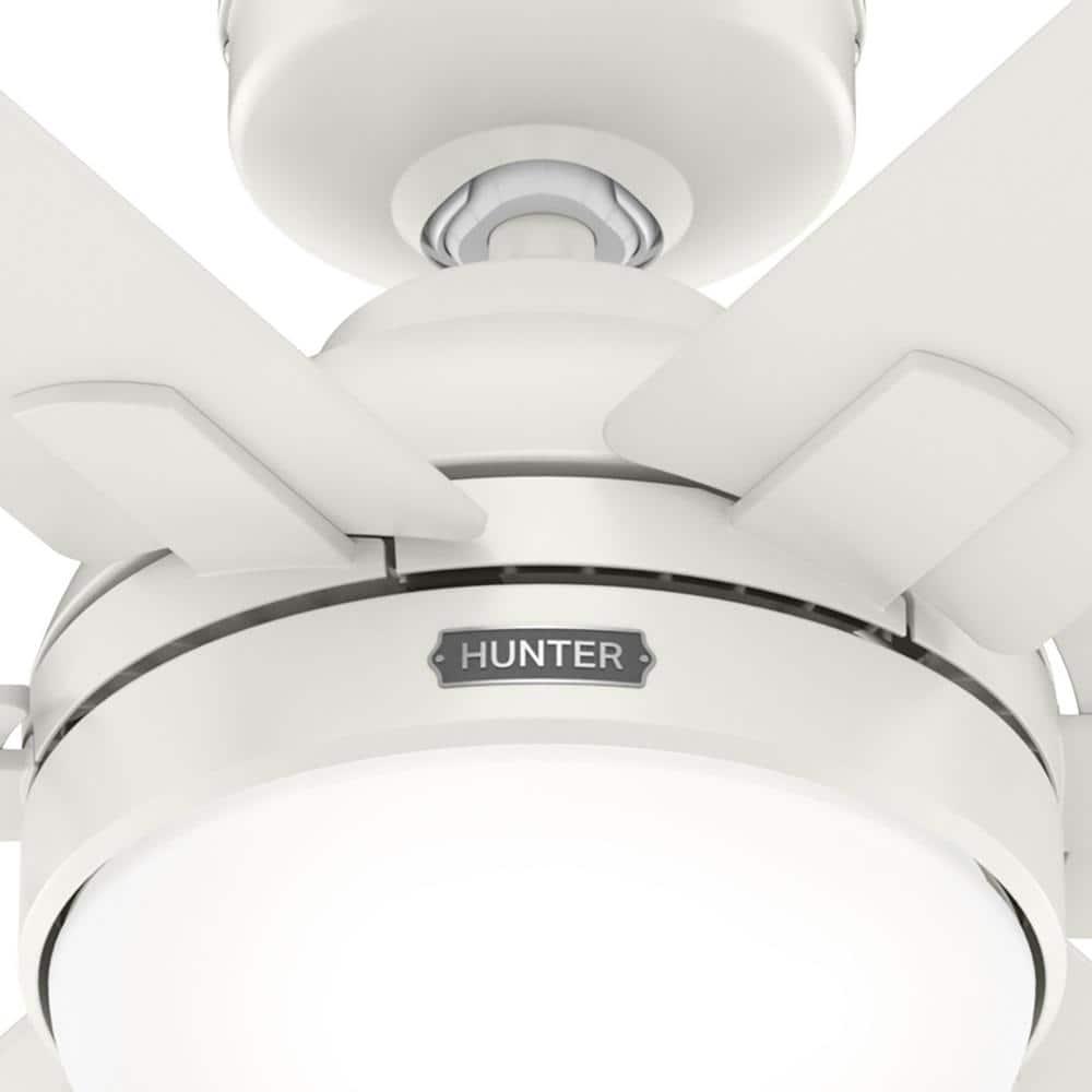 Hunter Hardaway 44 in Indoor Fresh White Ceiling Fan with Light Kit and Remote