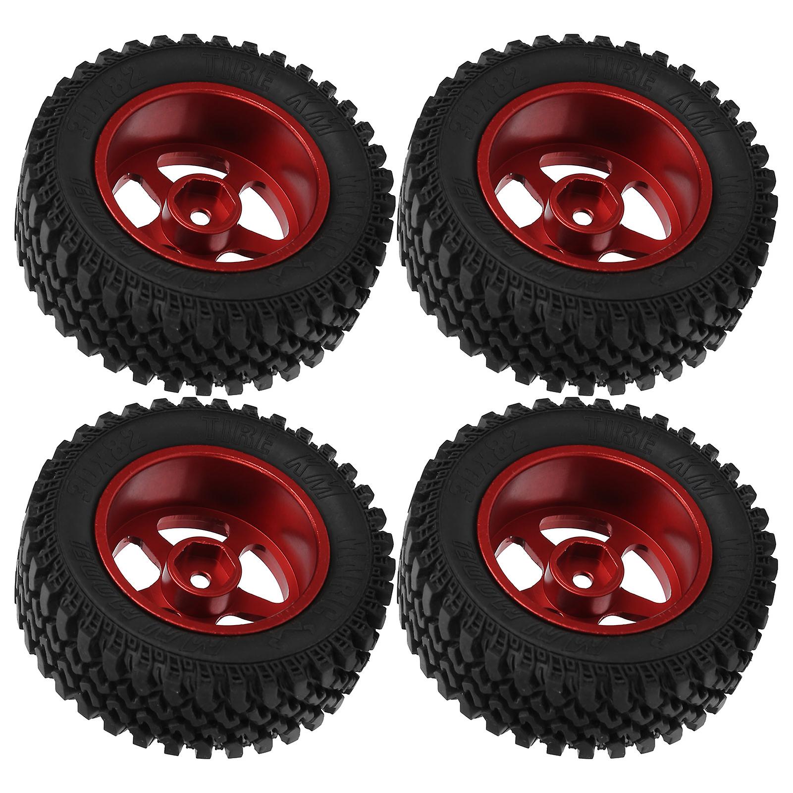 4pcs Remote Control Metal Wheel Hub Rubber Tires Replacement For Mn86 1/12 Rc Carred