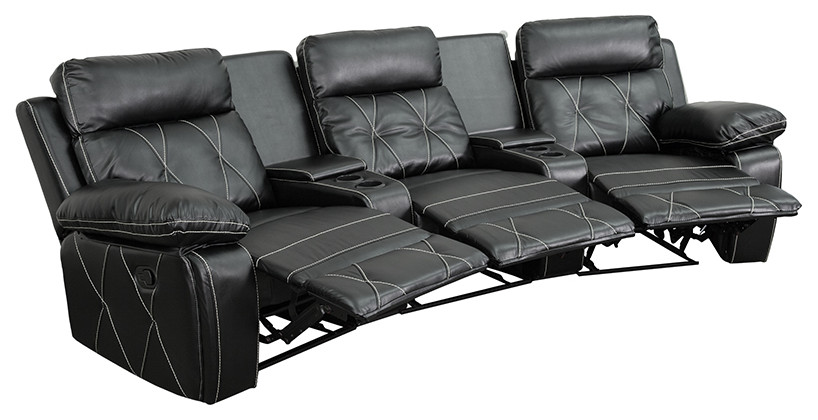 Reclining Black Theater Seat BT 70530 3 BK GG   Transitional   Theater Seating   by Furniture East Inc.  Houzz