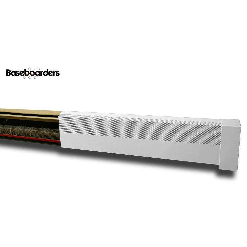 Baseboarders Basic Series 6 ft. Galvanized Steel Easy Slip-On Baseboard Heater Cover Left and Right Endcaps [1] Cover [2] Endcaps BC001-72-EC004 SET-WHT