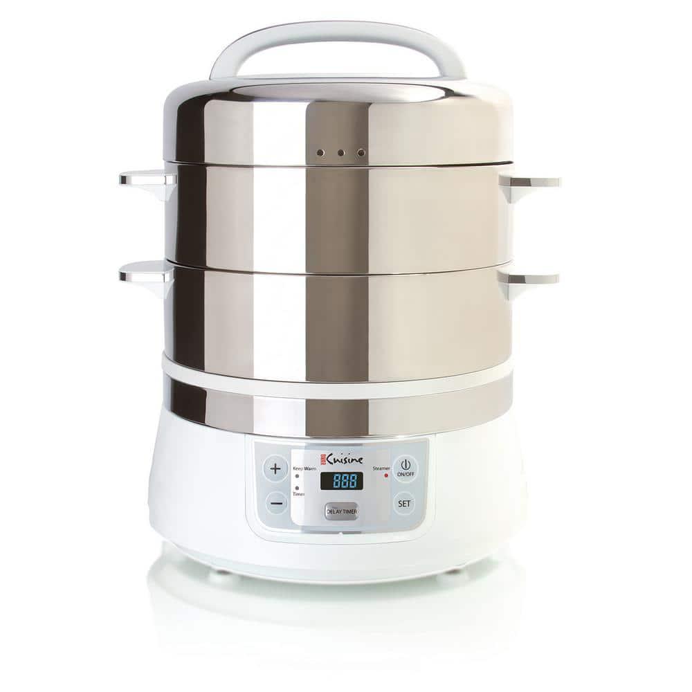 Euro Cuisine 169 Qt White Food Steamer and Rice Cooker with BuiltIn Timer