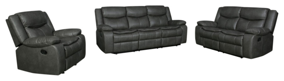 Arlington Leather Air Reclining Sofa 3 Piece Set   Contemporary   Living Room Furniture Sets   by Luxuriant Furniture  Houzz