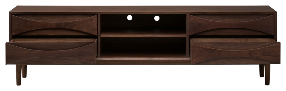 Adele Walnut Wood Media Unit Cabinet   Midcentury   Entertainment Centers And Tv Stands   by HedgeApple  Houzz