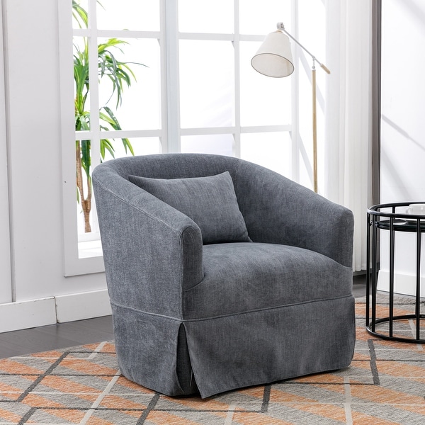 360-Degree Swivel Metal Base Accent Armchair Modern Linen Padded Seat Living Room Accent Chairs， Soft Comfortable Chair