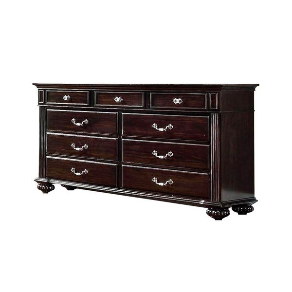 9 Drawers Wooden Dresser， Dark Walnut - - 34443252