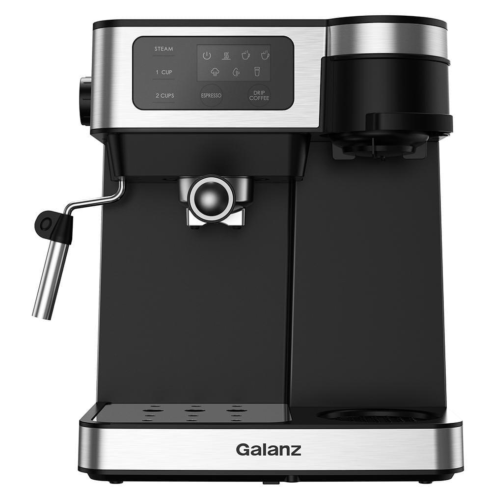 Galanz 2 Cup Stainless Steel Espresso Machine with Steam Wand and Drip Coffee Machine